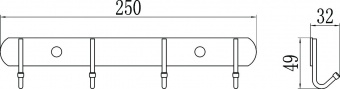 Планка с крючками Savol S-00404X (4 крючка)