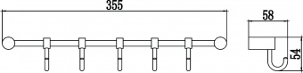 Планка с крючками Savol (5 крючков), хромированная, латунная S-006205