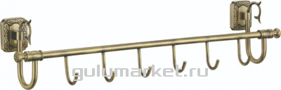 Планка с крючками (6 крючков) латунная бронзовая Savol S-006476