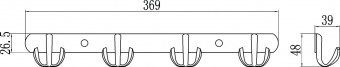 Планка с крючками Savol (4 крючка), хромированный, нержавеющая S-07204B