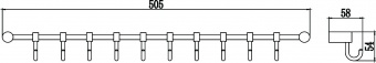 Планка с крючками Savol(10 крючков), хромированная, латунная S-006210