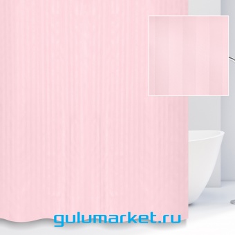 Шторы для ванны, текстильные, 180см.*200см. (полоса, розовый) S-01820C