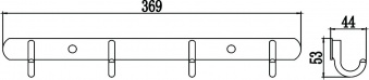 Планка с крючками Savol (4 крючка), хромированная, латунная S-001254