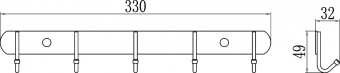 Планка с крючками Savol S-00505X (5 крючков)
