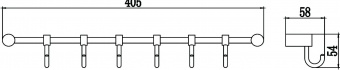 Планка с крючками Savol (6 крючков), хромированная, латунная S-006206