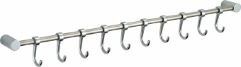 Планка с крючками Savol(10 крючков), хромированная, латунная S-006210