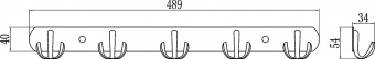 Планка с крючками Savol (5 крючков), хромированный, нержавеющая S-07205B