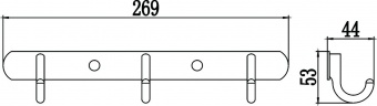 Планка с крючками Savol (3 крючка), хромированная, латунная S-001253