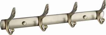 Планка с крючками Savol (4 крючка), бронзовая, латунная S-C00114